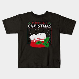 Purrfect Christmas Kids T-Shirt